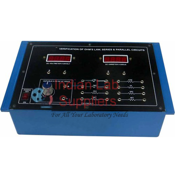 Verification of Ohm's Law, Series & Parallel Circuits with power supply and 2 meters (C.R.)